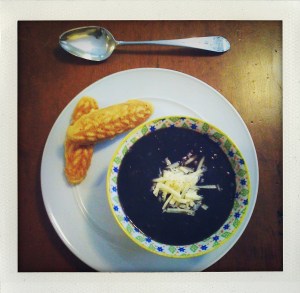 "black bean soup and cornbread"
