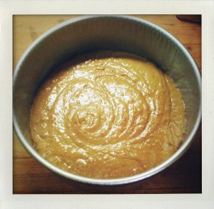 "gingerbread batter in pan"