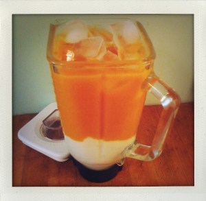 "Mango Lassi in blender"