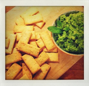 "Mint infused pea jelape"