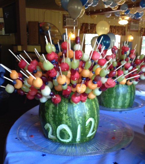 "Class of 2012 fruit kabobs"