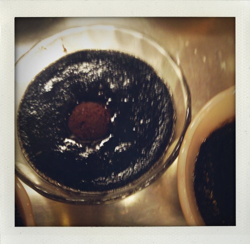 "adding frozen ganache balls"