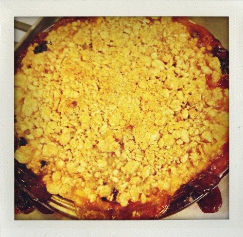 "Peach blackberry crumble"
