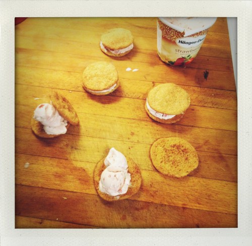 "snickerdoodles with strawberry ice cream"