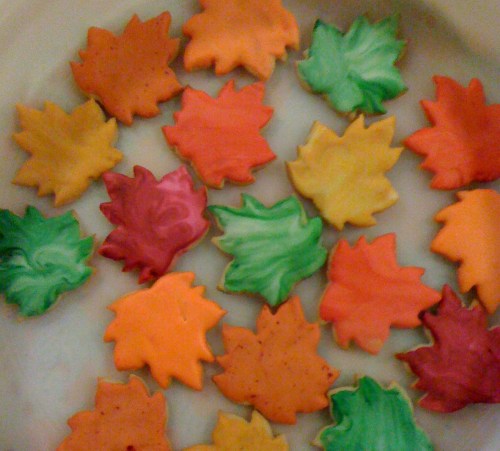 "Leaf shaped sugar cookies"