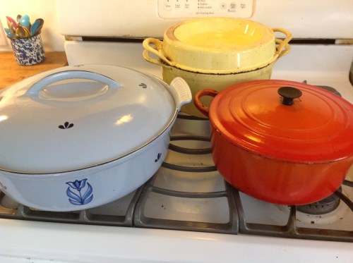 "cast iron enameled pots"