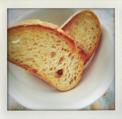 toast ready for creamed greens