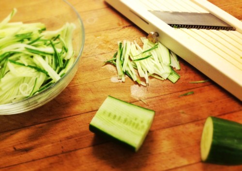 slivered cucumber