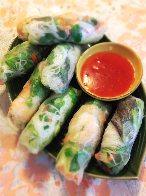vietnamese spring rolls and dipping sauce