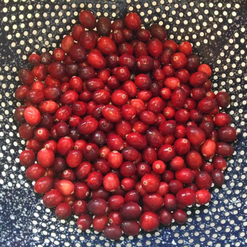 cranberries in sieve