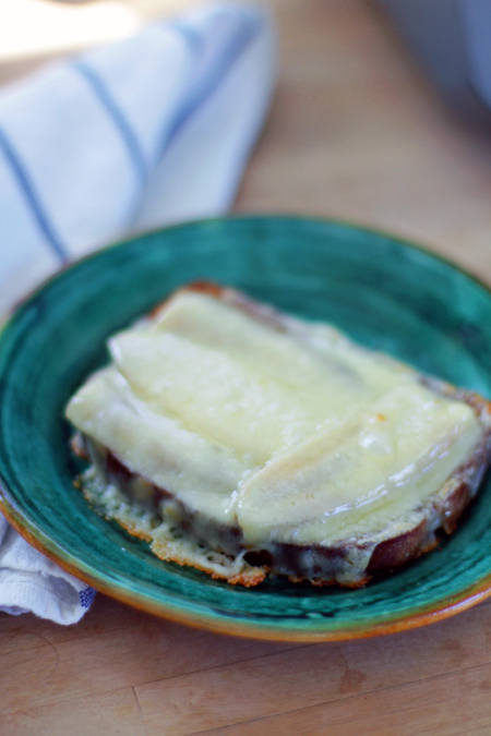 Bananas and cheese on toast