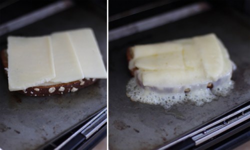 Cheesey bananas on toast