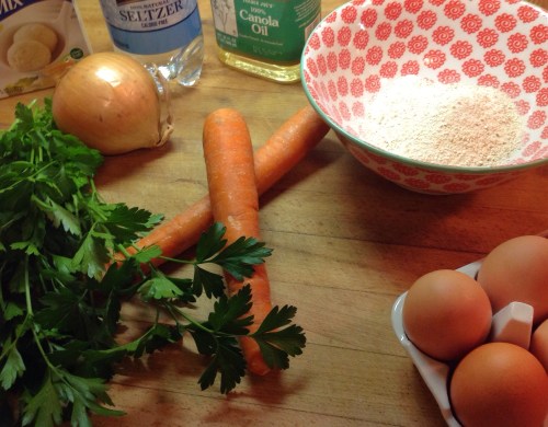 Makings for matzo ball soup
