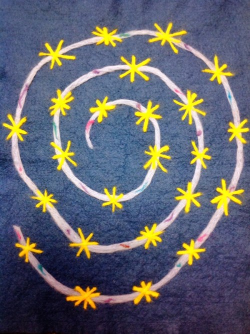 Felt Advent spiral of stars