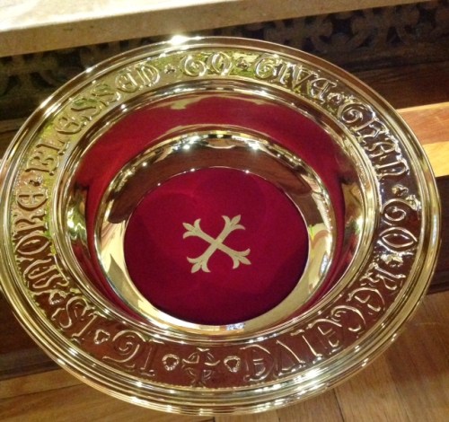 Freshly polished alms basin