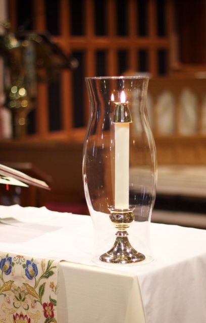 Freshly polished Altar candle