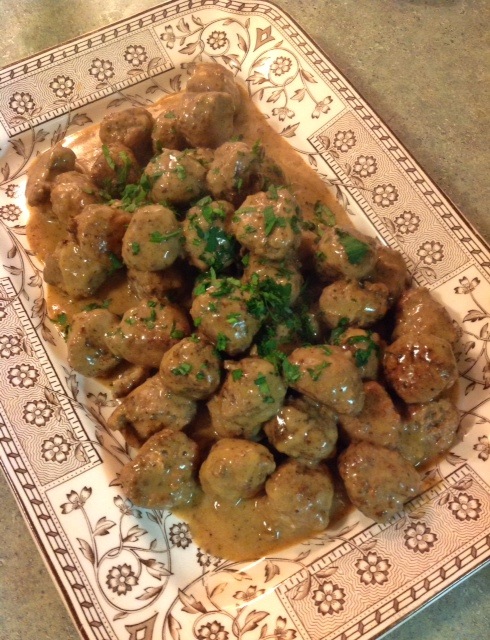 Platter of homemade Swedish meatballs