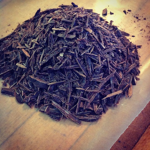 Chocolate haystack of chopped dark chocolate