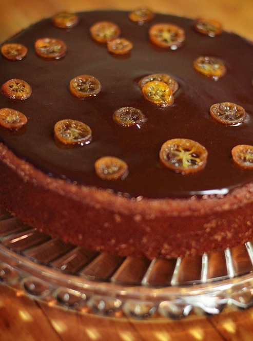 Clementine Almond Cake with Candied Kumquats