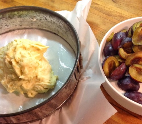 Making Italian plum cake