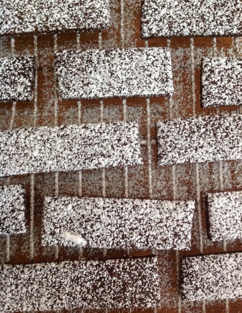 Gluten free chocolate cookies with powdered sugar