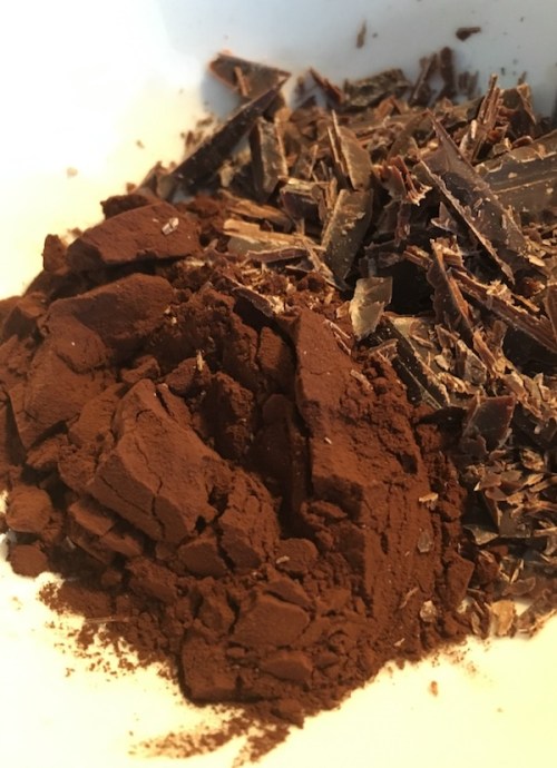 Cocoa and chopped chocolate