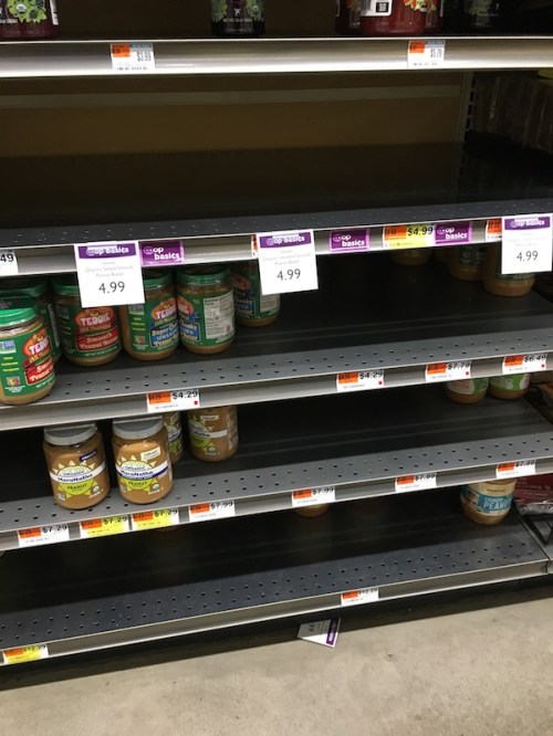 Not much peanut butter on the shelves March 2020