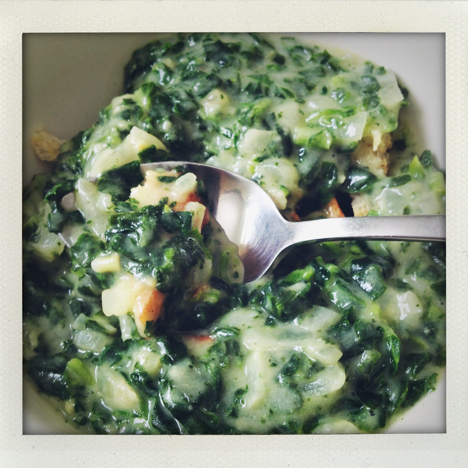 Creamed spinach on toast